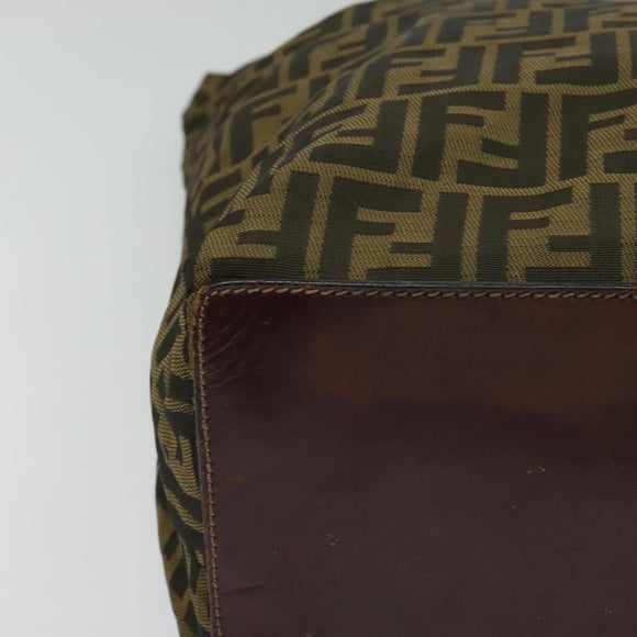 FENDI Zucca Canvas Hand Bag Brown Black Auth th5711