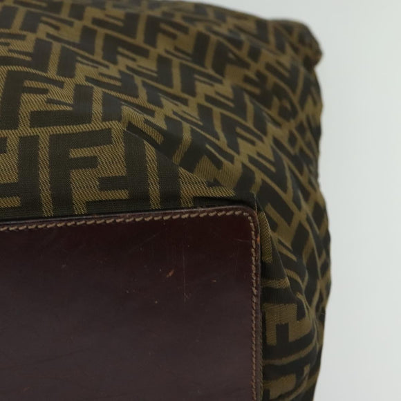 FENDI Zucca Canvas Hand Bag Brown Black Auth th5711