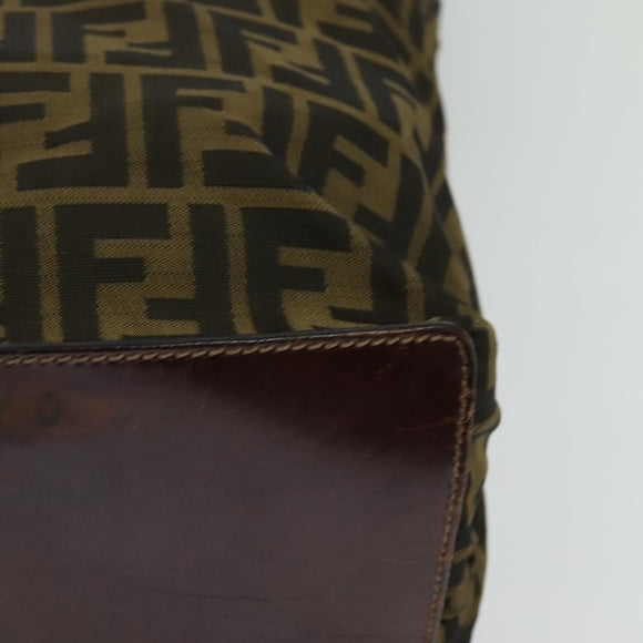 FENDI Zucca Canvas Hand Bag Brown Black Auth th5711
