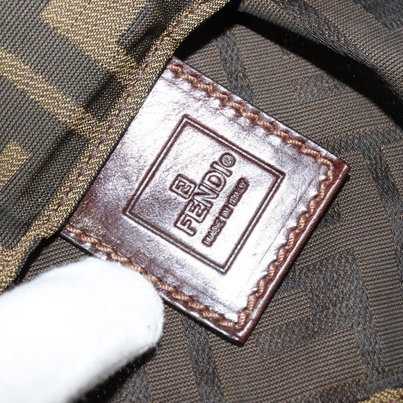 FENDI Zucca Canvas Hand Bag Brown Black Auth th5711