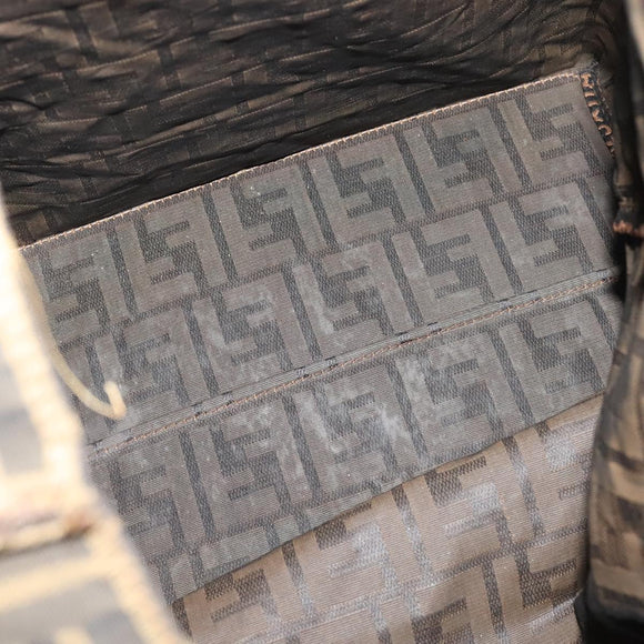 FENDI Zucca Canvas Hand Bag Brown Black Auth th5711