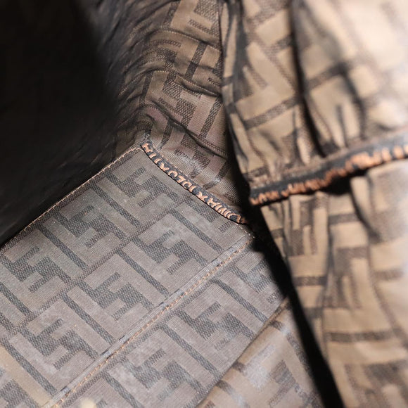 FENDI Zucca Canvas Hand Bag Brown Black Auth th5711