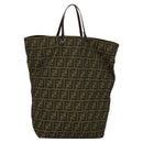 FENDI Zucca Canvas Hand Bag Brown Black Auth th5711-13