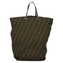 FENDI Zucca Canvas Hand Bag Brown Black Auth th5711-2