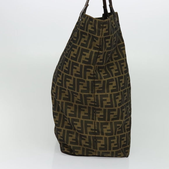 FENDI Zucca Canvas Hand Bag Brown Black Auth th5711