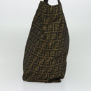 FENDI Zucca Canvas Hand Bag Brown Black Auth th5711-4