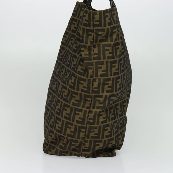 FENDI Zucca Canvas Hand Bag Brown Black Auth th5711