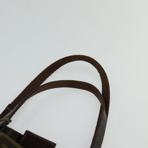 FENDI Zucca Canvas Hand Bag Brown Black Auth th5711