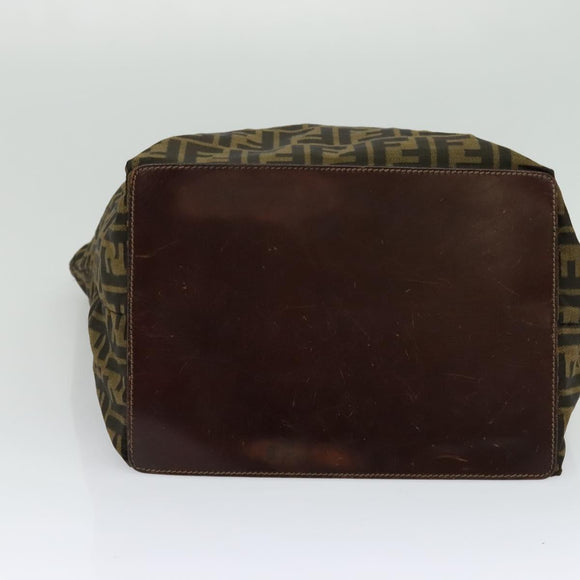 FENDI Zucca Canvas Hand Bag Brown Black Auth th5711