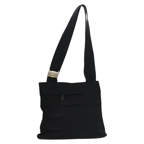 Salvatore Ferragamo Vala Shoulder Bag Canvas Brown Gold Auth th5740