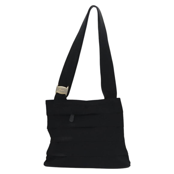 Salvatore Ferragamo Vala Shoulder Bag Canvas Brown Gold Auth th5740