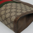GUCCI GG Supreme Web Sherry Line Clutch Bag PVC Beige Red Auth th5745-10