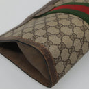 GUCCI GG Supreme Web Sherry Line Clutch Bag PVC Beige Red Auth th5745-9