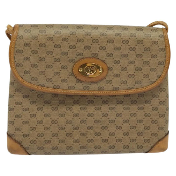 GUCCI Micro GG Supreme Shoulder Bag PVC Beige Gold 007 49 5548 Auth th5762