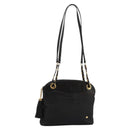 BALLY Chain Shoulder Bag Leather Black Gold Auth th5773-1