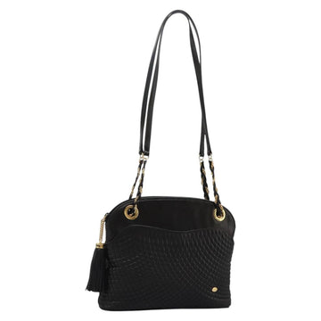 BALLY Chain Shoulder Bag Leather Black Gold Auth th5773