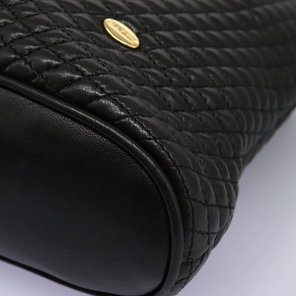 BALLY Chain Shoulder Bag Leather Black Gold Auth th5773