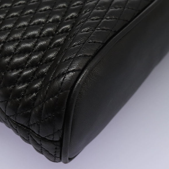 BALLY Chain Shoulder Bag Leather Black Gold Auth th5773