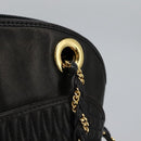BALLY Chain Shoulder Bag Leather Black Gold Auth th5773-10