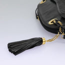 BALLY Chain Shoulder Bag Leather Black Gold Auth th5773-11