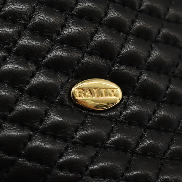 BALLY Chain Shoulder Bag Leather Black Gold Auth th5773