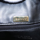 BALLY Chain Shoulder Bag Leather Black Gold Auth th5773-17