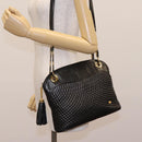 BALLY Chain Shoulder Bag Leather Black Gold Auth th5773-24