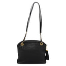 BALLY Chain Shoulder Bag Leather Black Gold Auth th5773-2