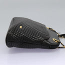 BALLY Chain Shoulder Bag Leather Black Gold Auth th5773-4