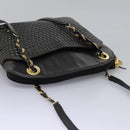 BALLY Chain Shoulder Bag Leather Black Gold Auth th5773-6