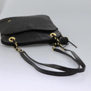 BALLY Chain Shoulder Bag Leather Black Gold Auth th5773-7