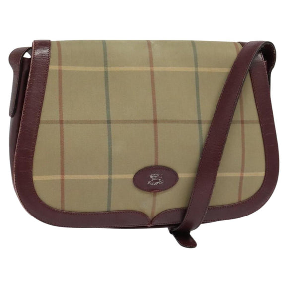 Burberrys Nova Check Shoulder Bag Canvas Beige Gold Auth th5781