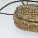 FENDI Zucchino Canvas Shoulder Bag PVC Brown Silver Auth th5785-9