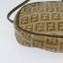 FENDI Zucchino Canvas Shoulder Bag PVC Brown Silver Auth th5785-15