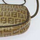 FENDI Zucchino Canvas Shoulder Bag PVC Brown Silver Auth th5785-16