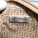 FENDI Zucchino Canvas Shoulder Bag PVC Brown Silver Auth th5785-11