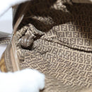 FENDI Zucchino Canvas Shoulder Bag PVC Brown Silver Auth th5785-18