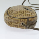 FENDI Zucchino Canvas Shoulder Bag PVC Brown Silver Auth th5785-4