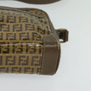 FENDI Zucchino Canvas Shoulder Bag Coated Canvas Brown Gold Auth th5787-14