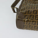 FENDI Zucchino Canvas Shoulder Bag Coated Canvas Brown Gold Auth th5787-15