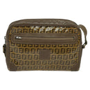 FENDI Zucchino Canvas Shoulder Bag Coated Canvas Brown Gold Auth th5787-13
