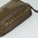 FENDI Zucchino Canvas Shoulder Bag Coated Canvas Brown Gold Auth th5787-6