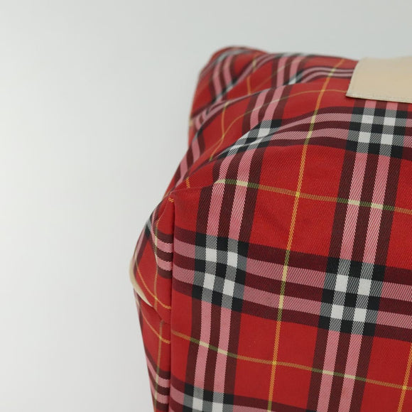 BURBERRY Nova Check Tote Bag Nylon Red Beige Auth th5793