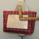 BURBERRY Nova Check Tote Bag Nylon Red Beige Auth th5793-21