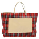 BURBERRY Nova Check Tote Bag Nylon Red Beige Auth th5793-13