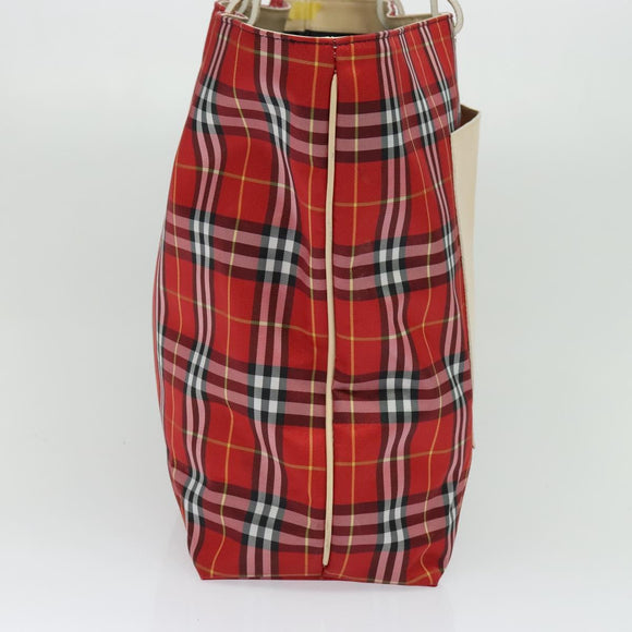 BURBERRY Nova Check Tote Bag Nylon Red Beige Auth th5793