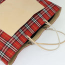 BURBERRY Nova Check Tote Bag Nylon Red Beige Auth th5793-6