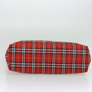 BURBERRY Nova Check Tote Bag Nylon Red Beige Auth th5793-5