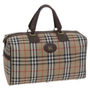Burberrys Nova Check Boston Bag Canvas Beige Gold Auth th5794-1