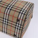 Burberrys Nova Check Boston Bag Canvas Beige Gold Auth th5794-14